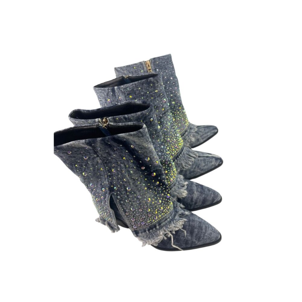 Jamila Jay High Fashion Footwear Plus - Sparkly Denim Wedges